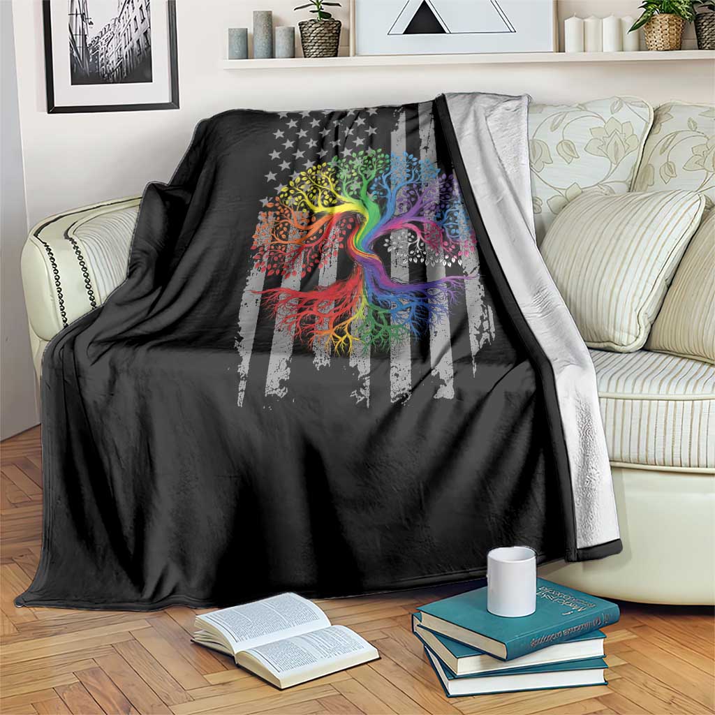 Tree of Life Rainbow LGBTQ Pride Throw Blanket American Flag Gift TS14 Print Your Wear
