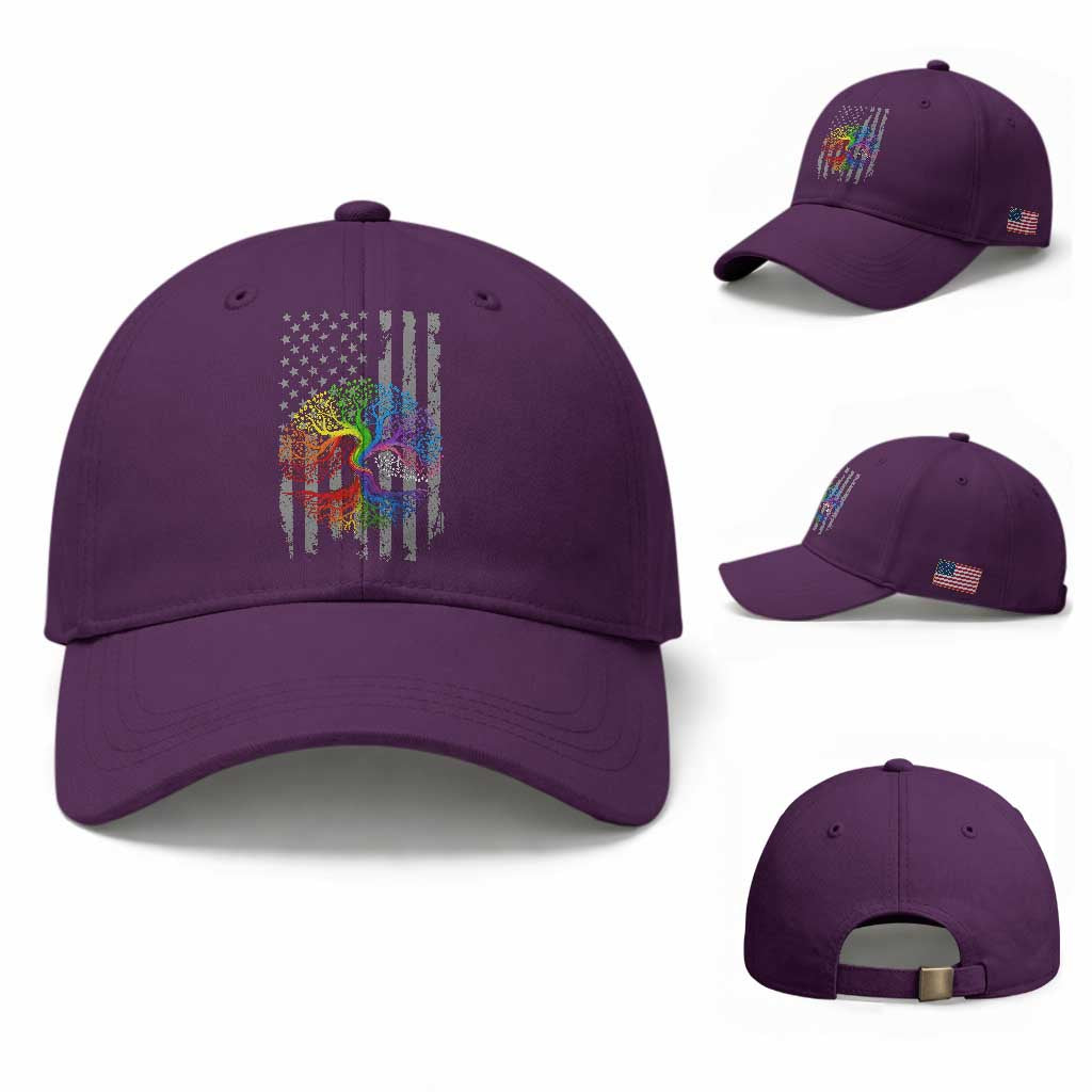 Tree of Life Rainbow LGBTQ Pride Baseball Cap American Flag Gift TS14 Baseball Cap Universal Fit Purple Print Your Wear