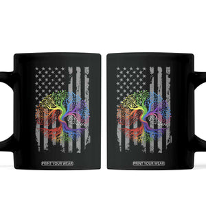 Tree of Life Rainbow LGBTQ Pride Coffee Mug American Flag Gift TS14 Black Print Your Wear