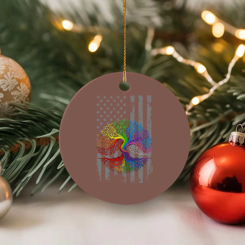 Tree of Life Rainbow LGBTQ Pride Ceramic Ornament American Flag Gift TS14 1pc Mocha Print Your Wear