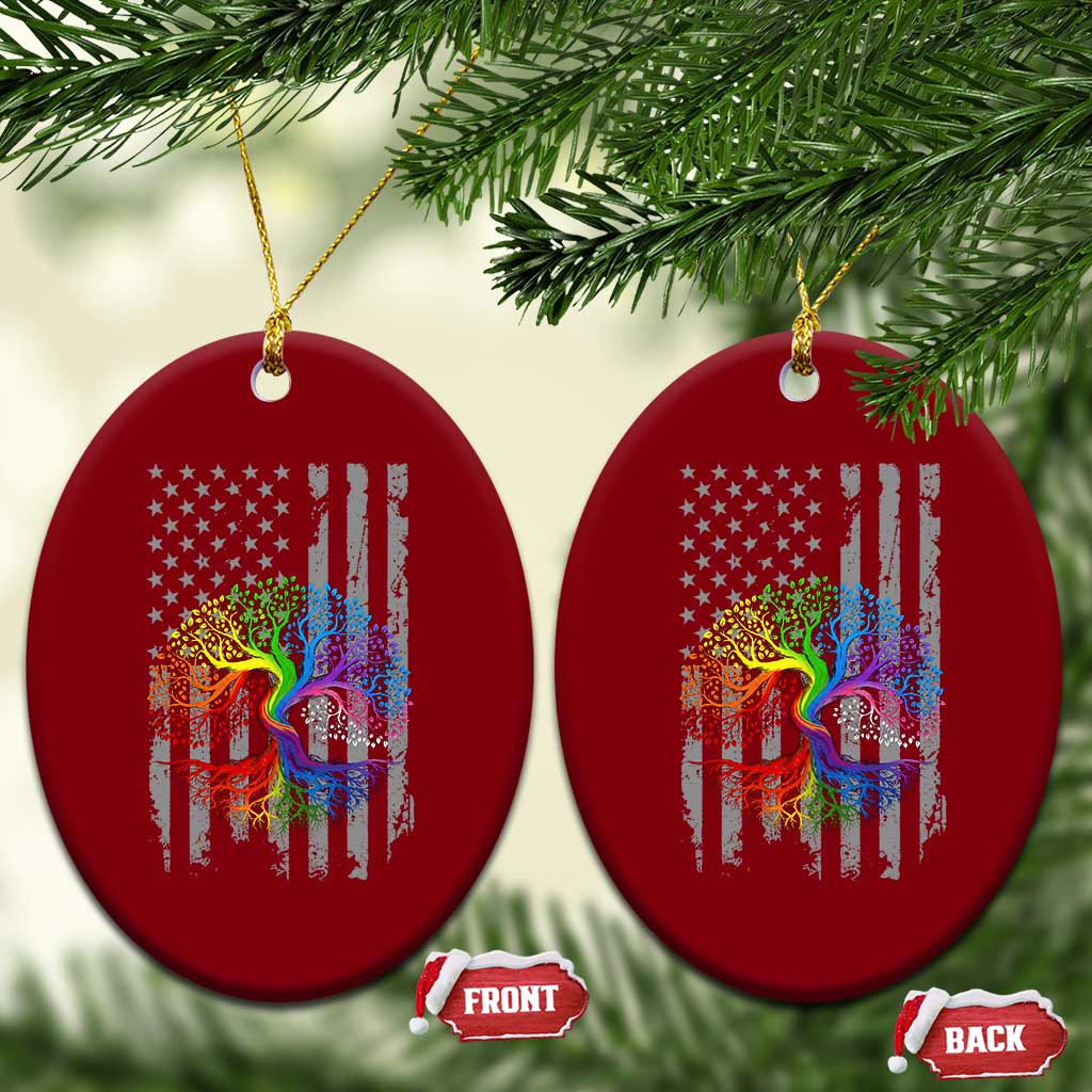 Tree of Life Rainbow LGBTQ Pride Ceramic Ornament American Flag Gift TS14 Print Your Wear