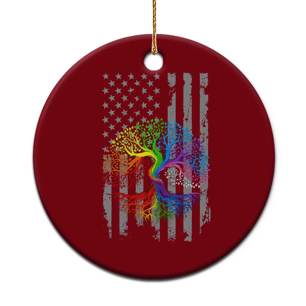 Tree of Life Rainbow LGBTQ Pride Ceramic Ornament American Flag Gift TS14 1pc Red Print Your Wear