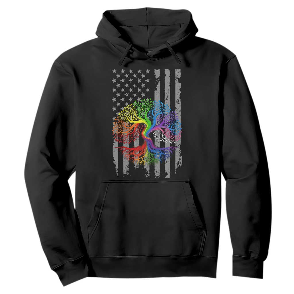 Tree of Life Rainbow LGBTQ Pride Hoodie American Flag Gift TS14 Black Print Your Wear