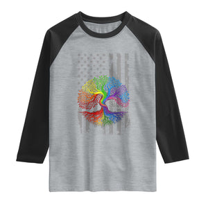 Tree of Life Rainbow LGBTQ Pride Raglan Shirt American Flag Gift TS14 Heather Gray Black Print Your Wear