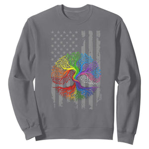 Tree of Life Rainbow LGBTQ Pride Sweatshirt American Flag Gift TS14 Charcoal Print Your Wear