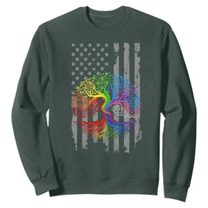 Tree of Life Rainbow LGBTQ Pride Sweatshirt American Flag Gift TS14 Dark Forest Green Print Your Wear