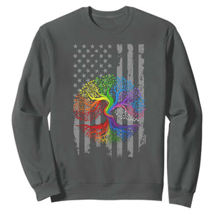 Tree of Life Rainbow LGBTQ Pride Sweatshirt American Flag Gift TS14 Dark Heather Print Your Wear