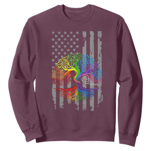 Tree of Life Rainbow LGBTQ Pride Sweatshirt American Flag Gift TS14 Maroon Print Your Wear