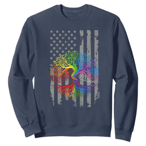 Tree of Life Rainbow LGBTQ Pride Sweatshirt American Flag Gift TS14 Navy Print Your Wear