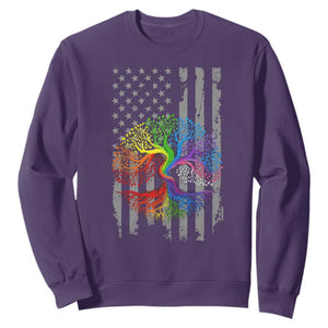Tree of Life Rainbow LGBTQ Pride Sweatshirt American Flag Gift TS14 Purple Print Your Wear