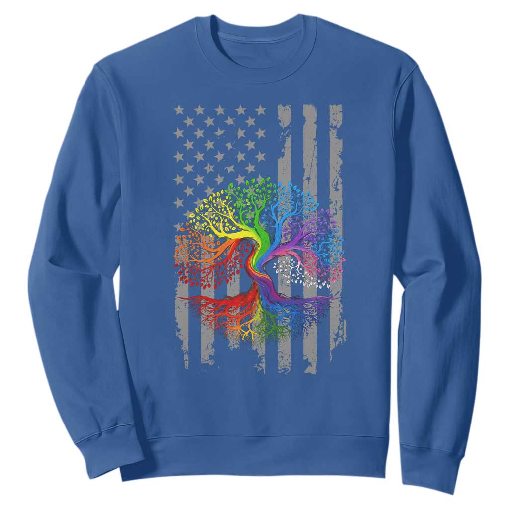 Tree of Life Rainbow LGBTQ Pride Sweatshirt American Flag Gift TS14 Royal Blue Print Your Wear