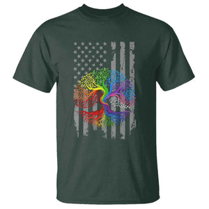 Tree of Life Rainbow LGBTQ Pride T Shirt American Flag Gift TS14 Dark Forest Green Print Your Wear