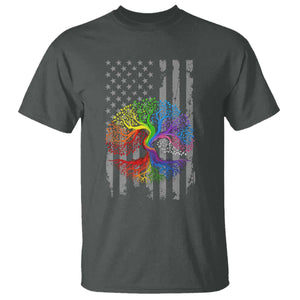 Tree of Life Rainbow LGBTQ Pride T Shirt American Flag Gift TS14 Dark Heather Print Your Wear