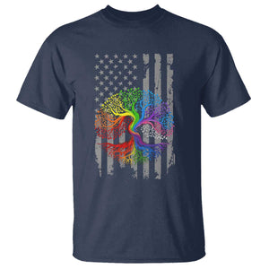 Tree of Life Rainbow LGBTQ Pride T Shirt American Flag Gift TS14 Navy Print Your Wear