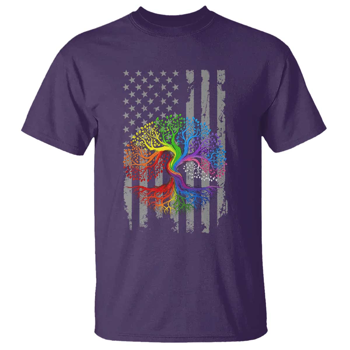 Tree of Life Rainbow LGBTQ Pride T Shirt American Flag Gift TS14 Purple Print Your Wear