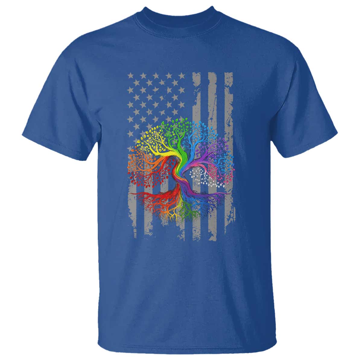 Tree of Life Rainbow LGBTQ Pride T Shirt American Flag Gift TS14 Royal Blue Print Your Wear