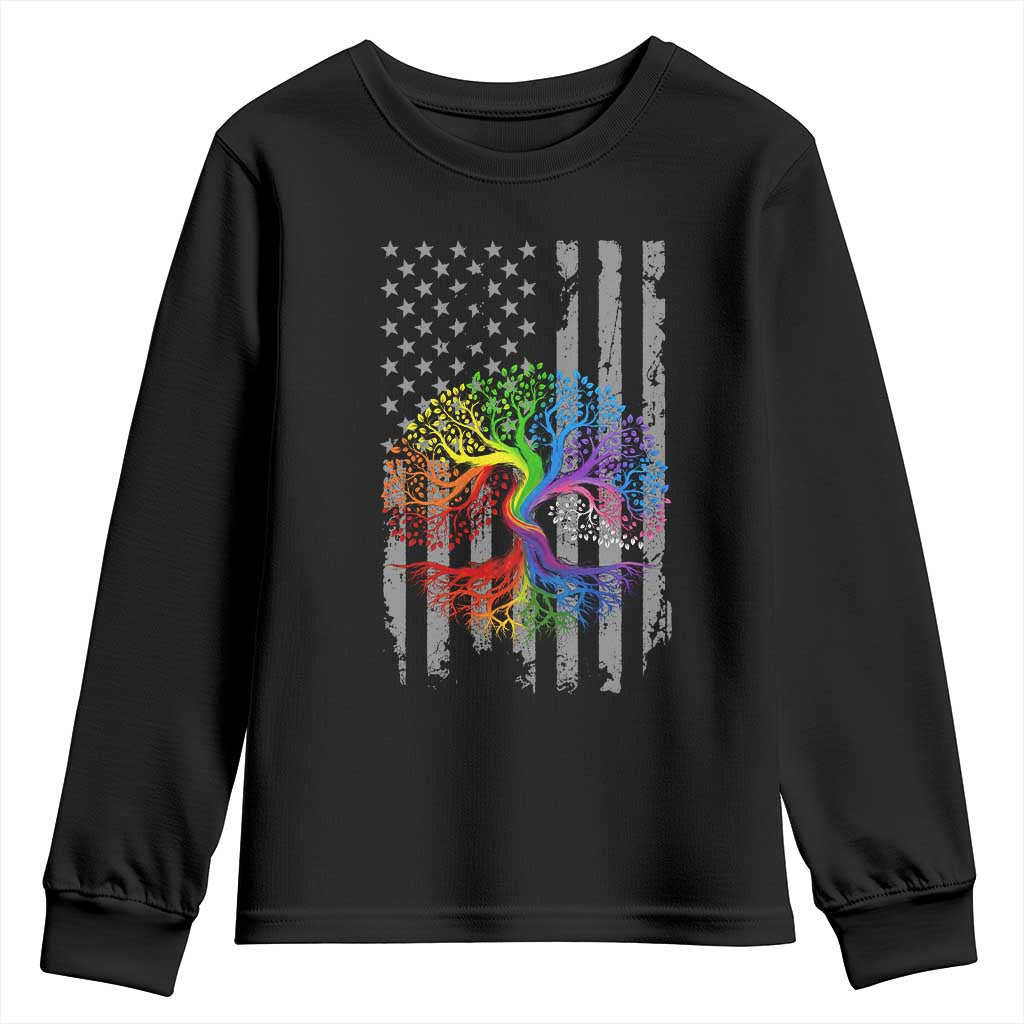 Tree of Life Rainbow LGBTQ Pride Youth Sweatshirt American Flag Gift TS14 Black Print Your Wear