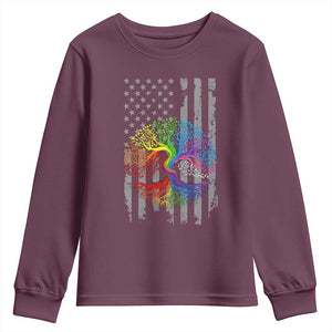 Tree of Life Rainbow LGBTQ Pride Youth Sweatshirt American Flag Gift TS14 Maroon Print Your Wear