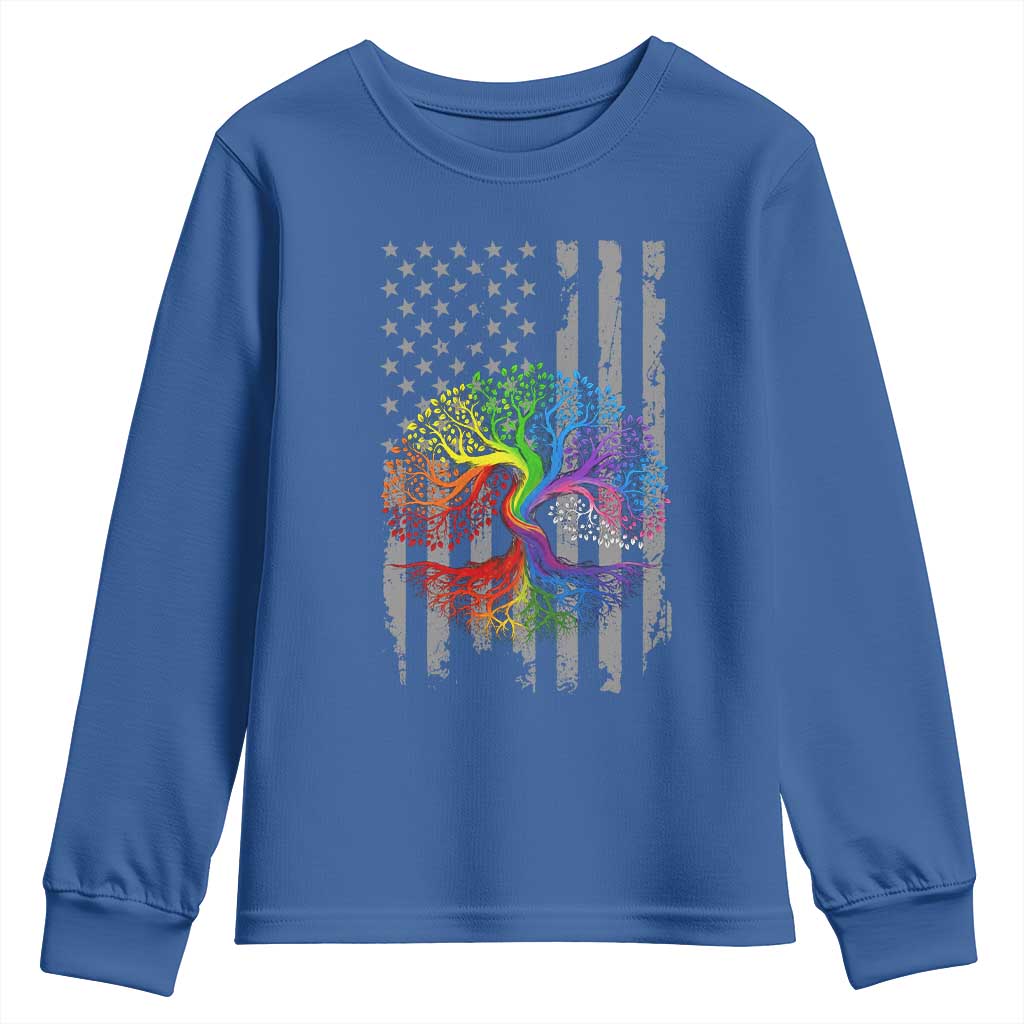 Tree of Life Rainbow LGBTQ Pride Youth Sweatshirt American Flag Gift TS14 Royal Blue Print Your Wear