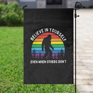 Retro Rainbow Bigfoot Garden Flag Believe In Yourself Even When Others Don't TS14 Print Your Wear