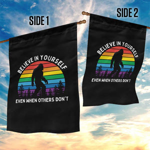 Retro Rainbow Bigfoot Garden Flag Believe In Yourself Even When Others Don't TS14 Print Your Wear