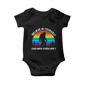 Retro Rainbow Bigfoot Baby Onesie Believe In Yourself Even When Others Don't TS14 Black Print Your Wear