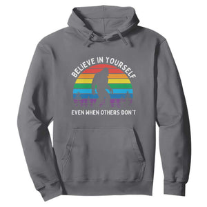 Retro Rainbow Bigfoot Hoodie Believe In Yourself Even When Others Don't TS14 Charcoal Print Your Wear