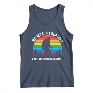 Retro Rainbow Bigfoot Tank Top Believe In Yourself Even When Others Don't TS14 Navy Print Your Wear