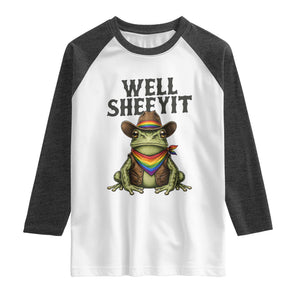 Pride Frog LGBT Rainbow Raglan Shirt Well Sheeyit Country Western TS14 White Heather Charcoal Print Your Wear