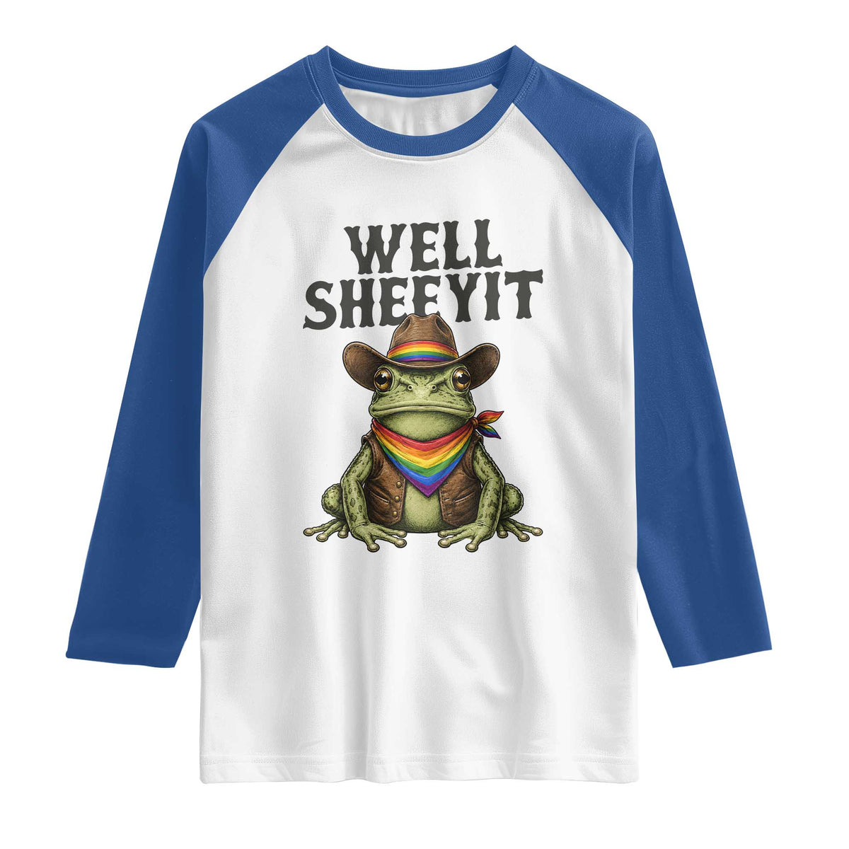 Pride Frog LGBT Rainbow Raglan Shirt Well Sheeyit Country Western TS14 White Royal Print Your Wear