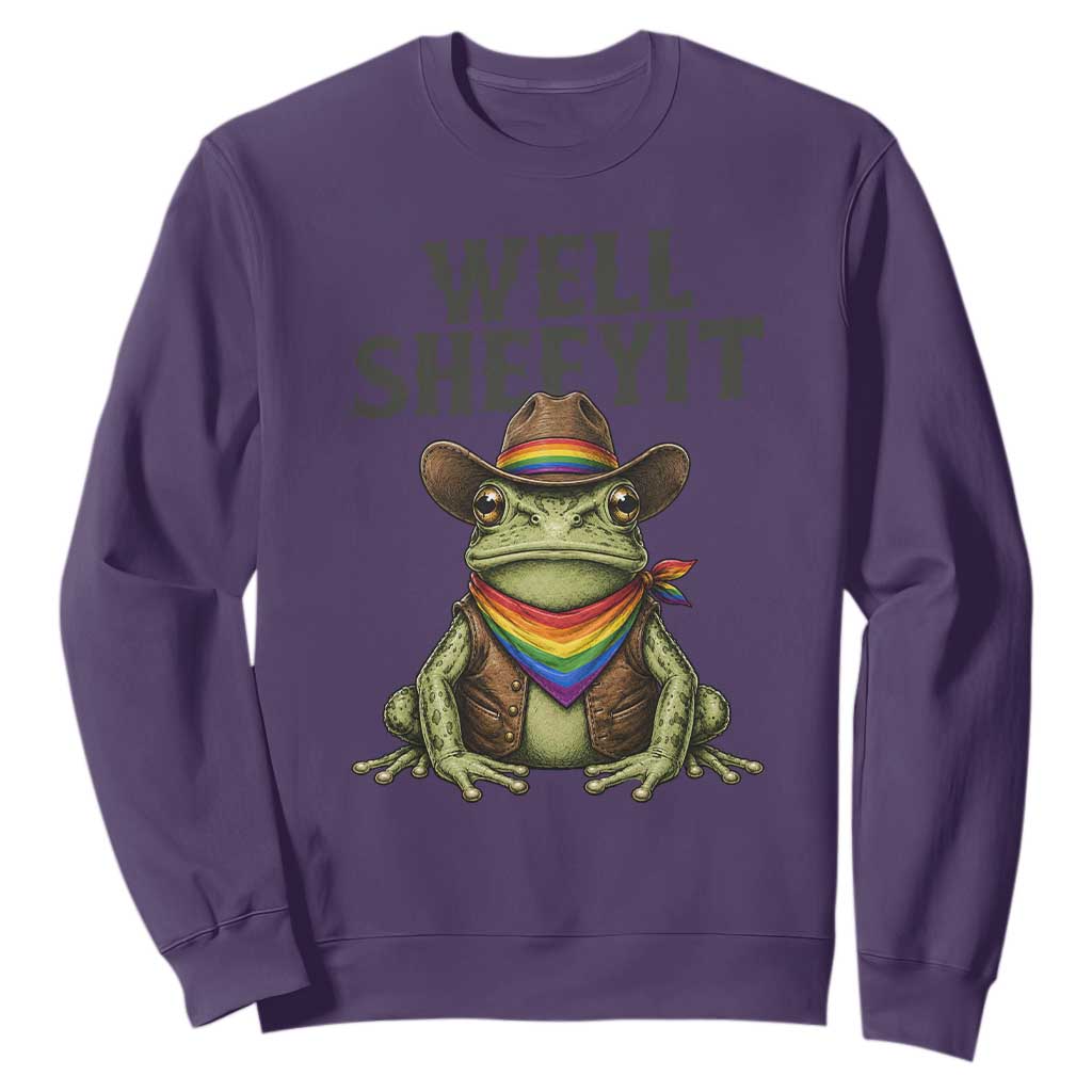 Pride Frog LGBT Rainbow Sweatshirt Well Sheeyit Country Western TS14 Purple Print Your Wear