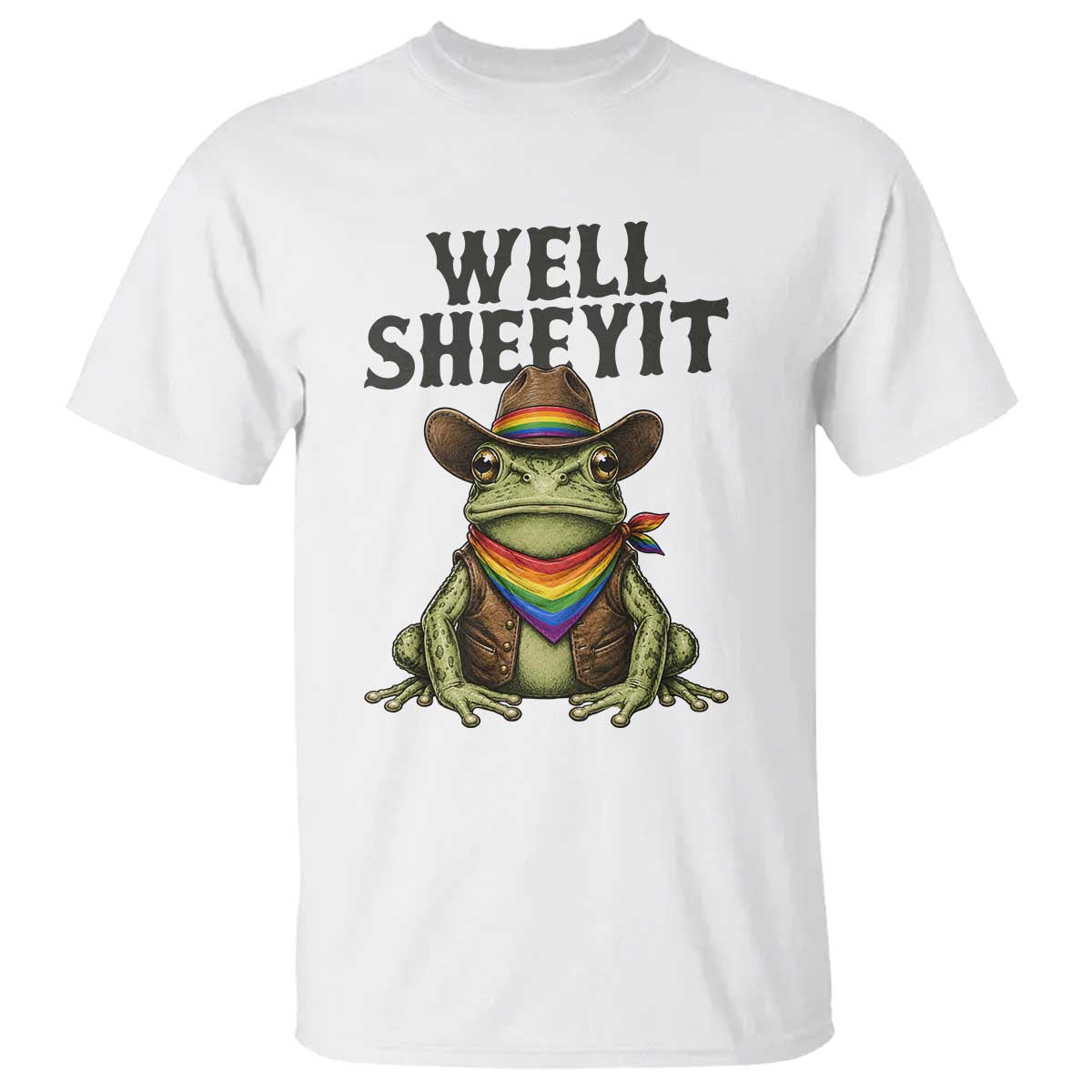 Pride Frog LGBT Rainbow T Shirt Well Sheeyit Country Western TS14 White Print Your Wear