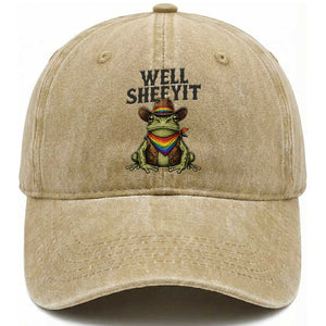 Pride Frog LGBT Rainbow Washed Cotton Baseball Cap Well Sheeyit Country Western TS14 Print Your Wear