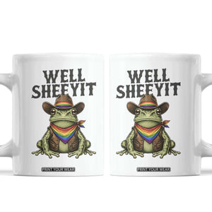 Pride Frog LGBT Rainbow Coffee Mug Well Sheeyit Country Western TS14 White Print Your Wear