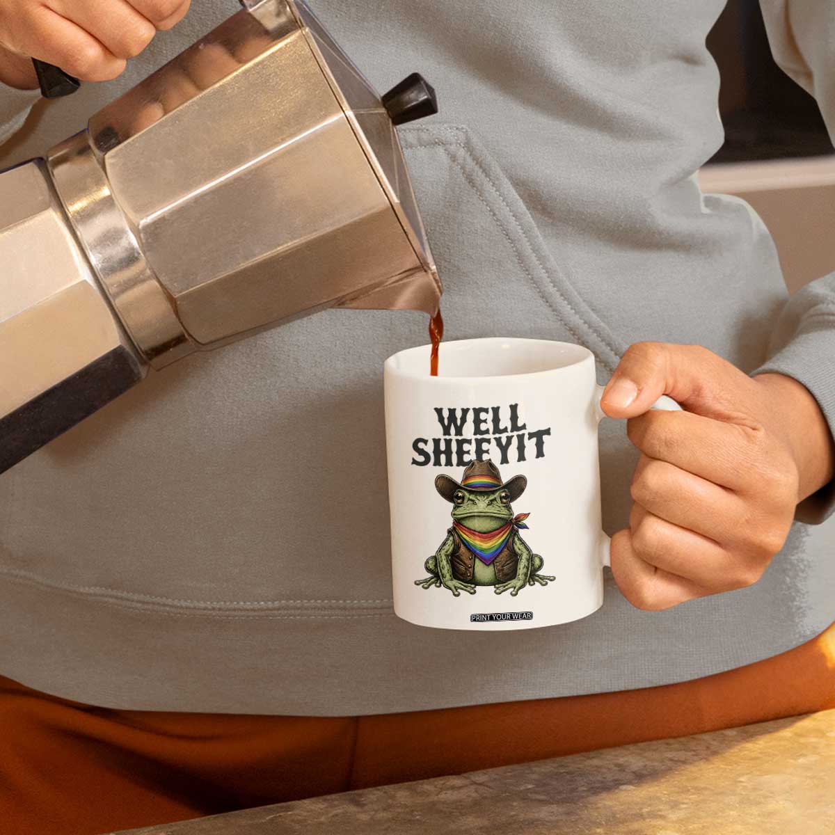 Pride Frog LGBT Rainbow Coffee Mug Well Sheeyit Country Western TS14 Print Your Wear