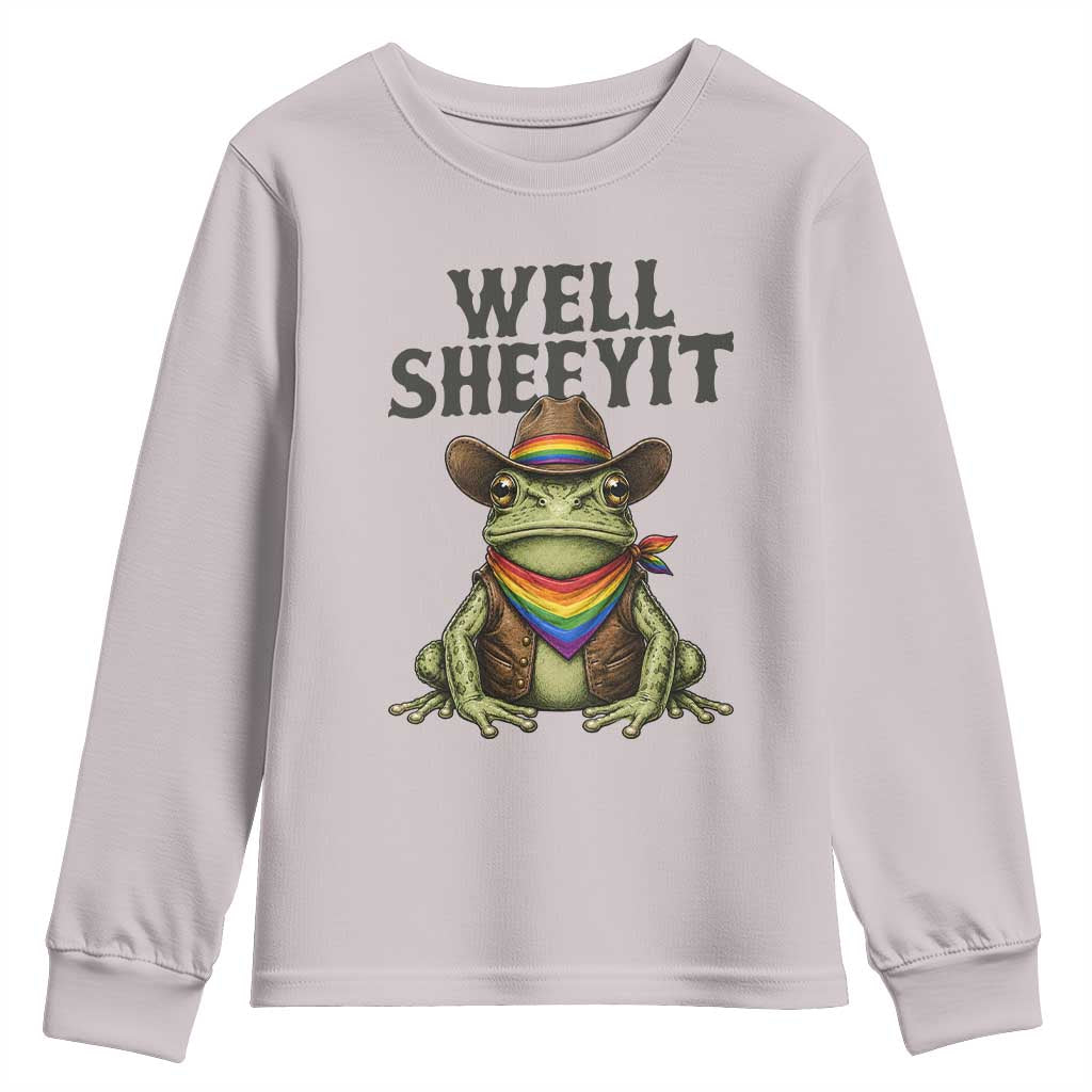 Pride Frog LGBT Rainbow Youth Sweatshirt Well Sheeyit Country Western TS14 Ice Gray Print Your Wear
