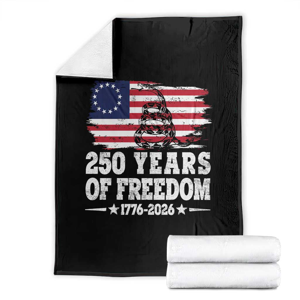 250 Years Of Freedom Throw Blanket Gadsden Flag American Patriot US TS14 Black Print Your Wear