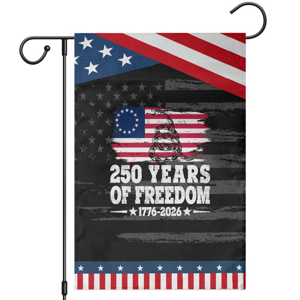 250 Years Of Freedom Patriotic Garden Flag Gadsden Flag American Patriot US TS14 Distressed Black Blue Print Your Wear