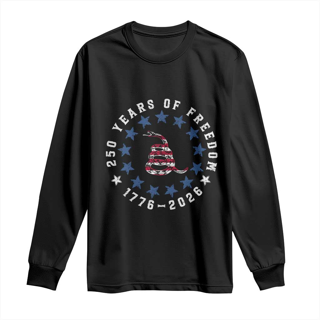 250 Years Of Freedom Long Sleeve Shirt Gadsden Betty Ross Flag Ring of Stars American Patriot US TS14 Black Print Your Wear