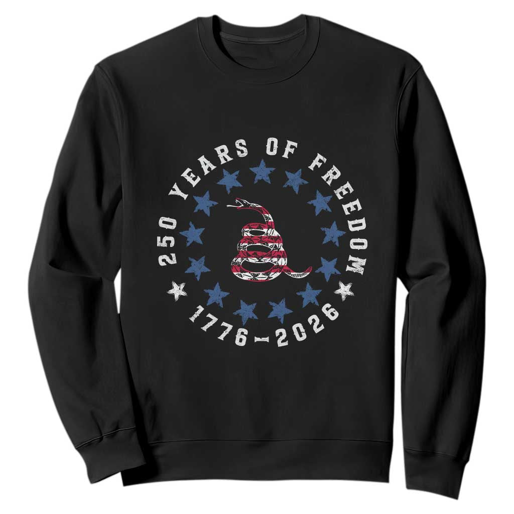 250 Years Of Freedom Sweatshirt Gadsden Betty Ross Flag Ring of Stars American Patriot US TS14 Black Print Your Wear