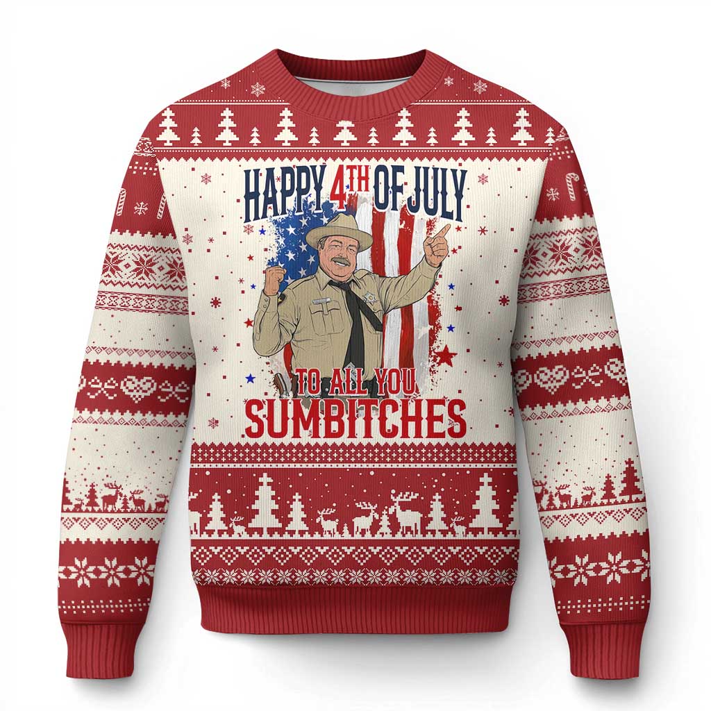 Happy 4th Of July To All You Sumbitches Ugly Christmas Sweater Funny USA 250th Anniversary Independence Day TS14 Beige Red Print Your Wear