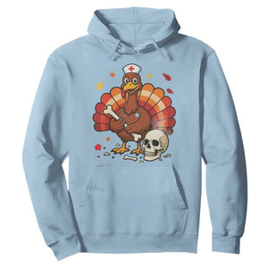 Funny Thanksgiving Nurse Turkey Hoodie Fall RN TS14 Light Blue Print Your Wear