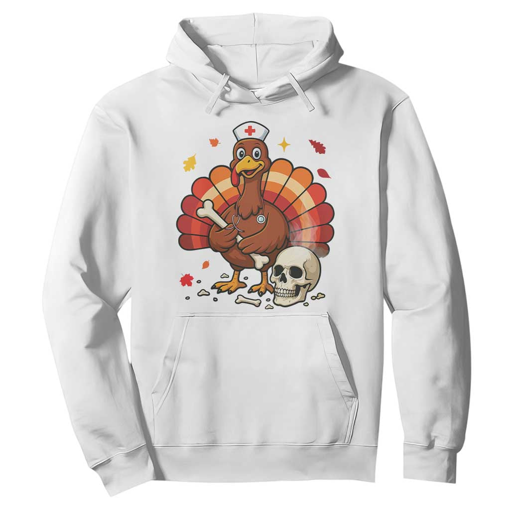 Funny Thanksgiving Nurse Turkey Hoodie Fall RN TS14 White Print Your Wear