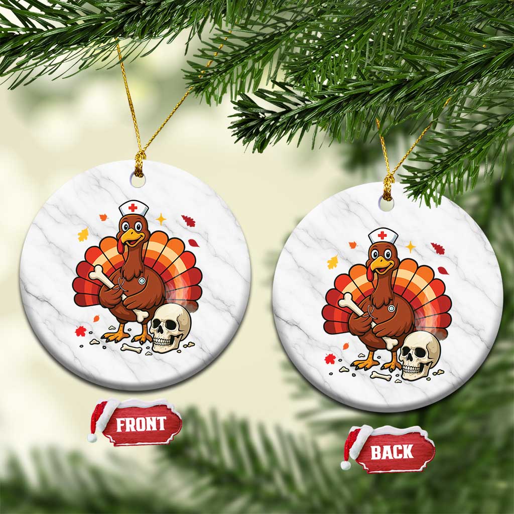 Funny Thanksgiving Nurse Turkey Ceramic Ornament Fall RN TS14 1pc White Marble Print Your Wear