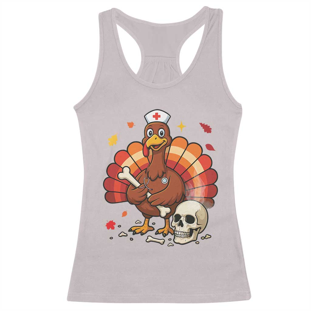 Funny Thanksgiving Nurse Turkey Racerback Tank Top Fall RN TS14 Ice Gray Print Your Wear