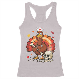 Funny Thanksgiving Nurse Turkey Racerback Tank Top Fall RN TS14 Ice Gray Print Your Wear