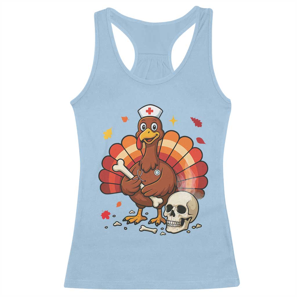 Funny Thanksgiving Nurse Turkey Racerback Tank Top Fall RN TS14 Light Blue Print Your Wear
