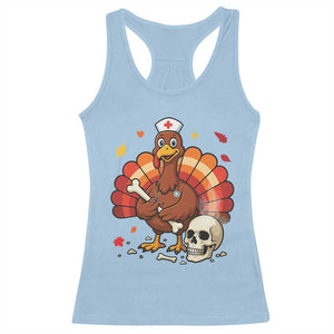 Funny Thanksgiving Nurse Turkey Racerback Tank Top Fall RN TS14 Light Blue Print Your Wear
