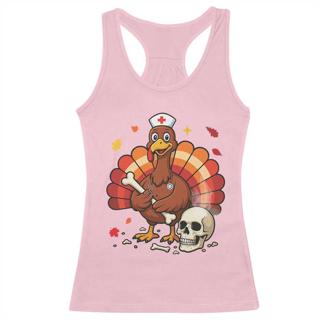 Funny Thanksgiving Nurse Turkey Racerback Tank Top Fall RN TS14 Light Pink Print Your Wear