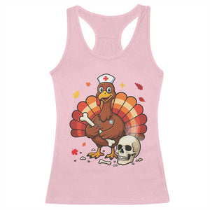 Funny Thanksgiving Nurse Turkey Racerback Tank Top Fall RN TS14 Light Pink Print Your Wear